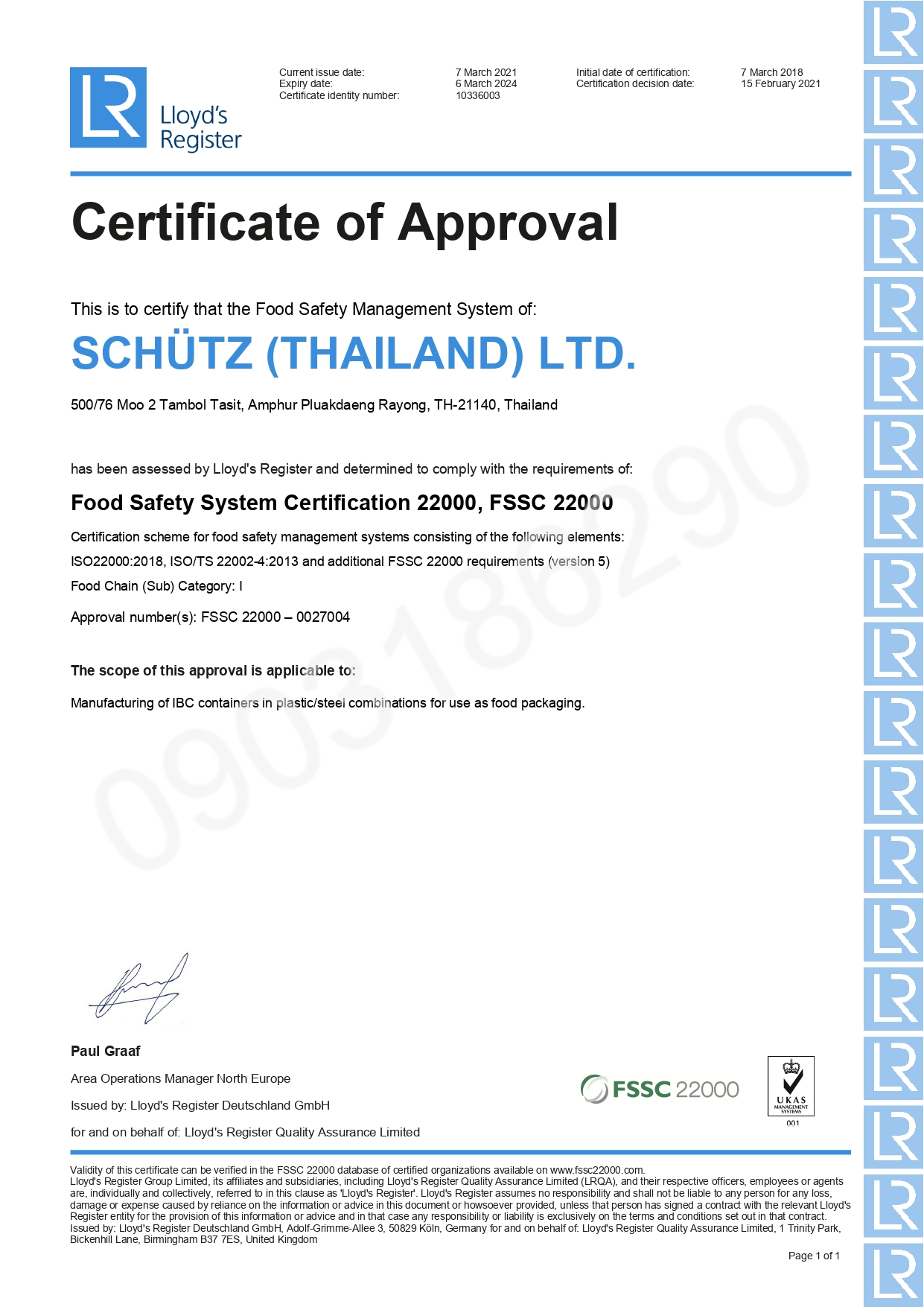 Tank IBC chứng nhận FSSC 22000